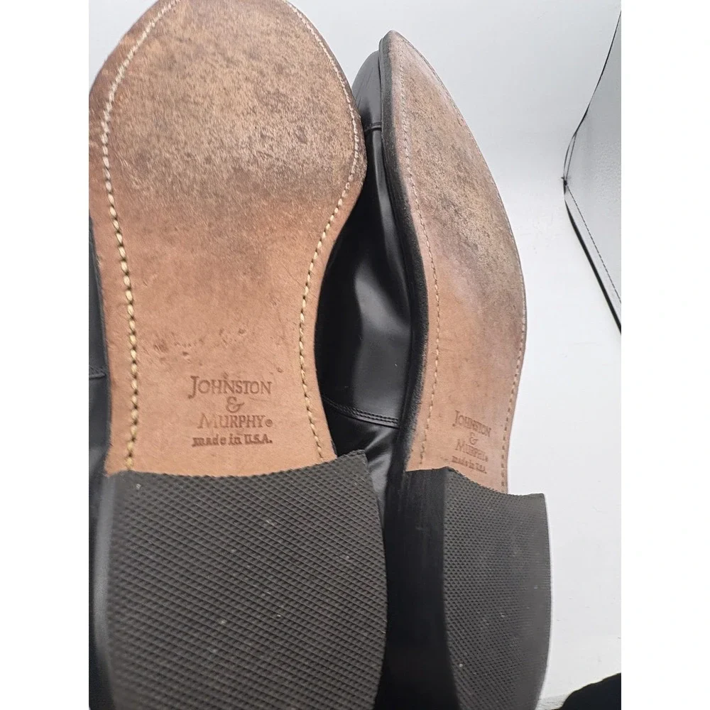 Johnston & Murphy Shoes Mens Size 12 Black Optima Leather Cap Toe Oxford Dress